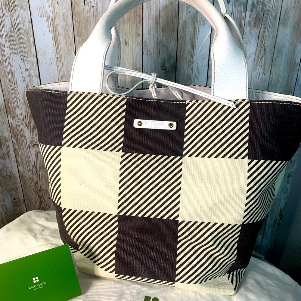 Kate Spade Brown/Cream/White Leather Accents 14x7 Tote, Like New, With Dust Bag